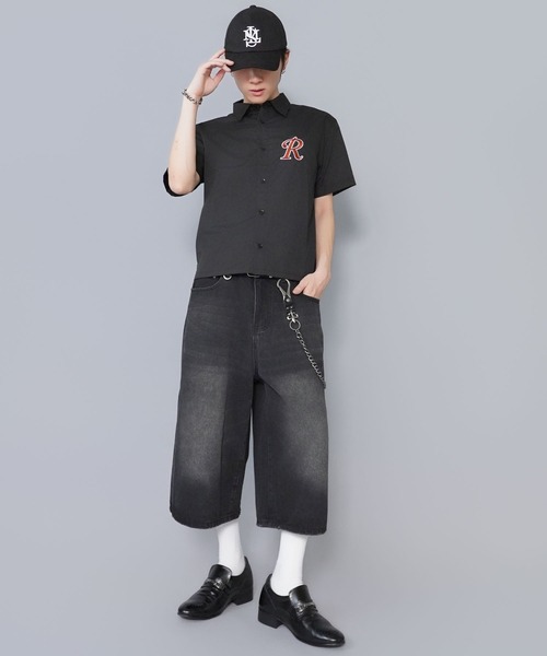 SPINNS（スピンズ）の「短丈ボックスシルエット半袖シャツ/ワンポイントロゴ/レギュラーカラー（シャツ/ブラウス・メンズ・ブラック/ブルー/ホワイト・ONESIZE）」の5枚目の写真