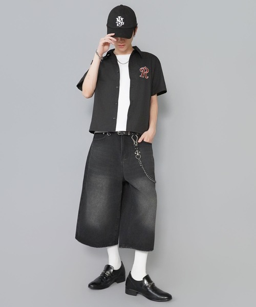 SPINNS（スピンズ）の「短丈ボックスシルエット半袖シャツ/ワンポイントロゴ/レギュラーカラー（シャツ/ブラウス・メンズ・ブラック/ブルー/ホワイト・ONESIZE）」の6枚目の写真