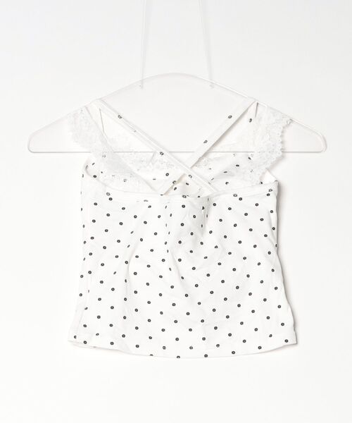 tinkerend（ティンカーエンド）の「Cross Frill Dot Camisole / クロスフリルドットキャミソール（キャミソール・レディース・ブラック/ホワイト・FREE）」の3枚目の写真