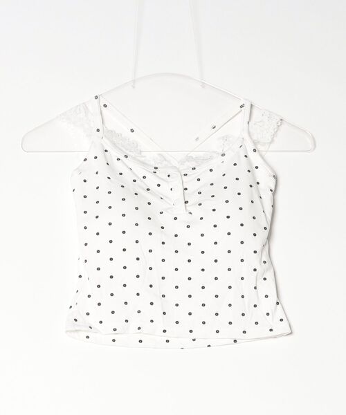 tinkerend（ティンカーエンド）の「Cross Frill Dot Camisole / クロスフリルドットキャミソール（キャミソール・レディース・ブラック/ホワイト・FREE）」の10枚目の写真