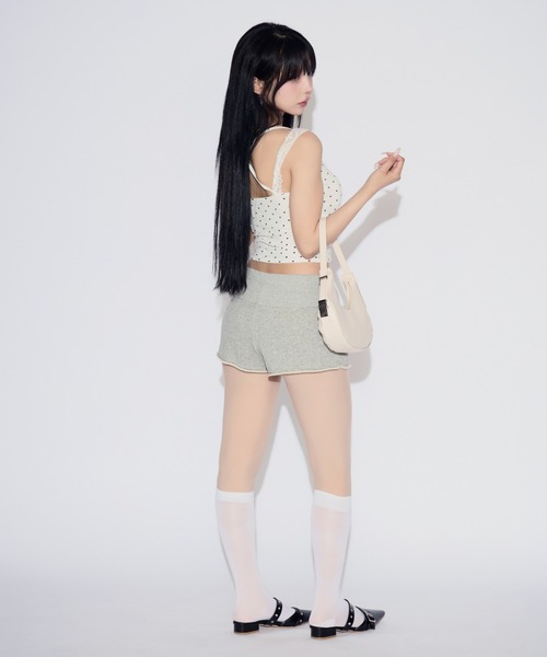 tinkerend（ティンカーエンド）の「Cross Frill Dot Camisole / クロスフリルドットキャミソール（キャミソール・レディース・ブラック/ホワイト・FREE）」の11枚目の写真