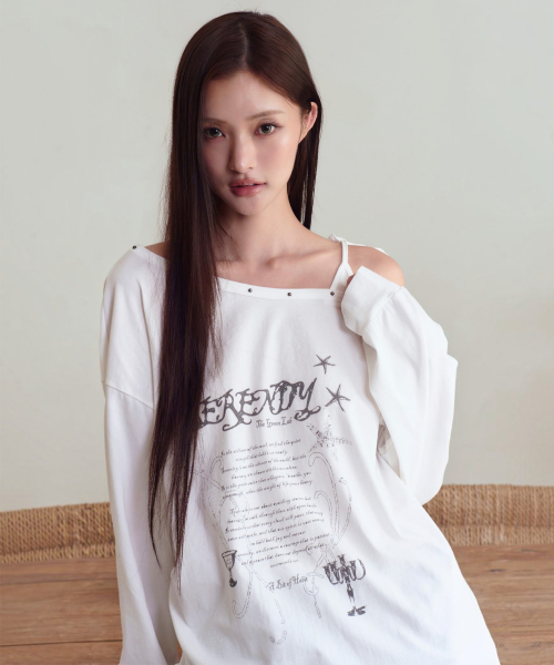 THE GREEN LAB（ザグリーンラボ）の「スタッズワンショルダー ストリングロングスリーブ [ホワイト]（Tシャツ/カットソー・レディース・その他・FREE）」の4枚目の写真