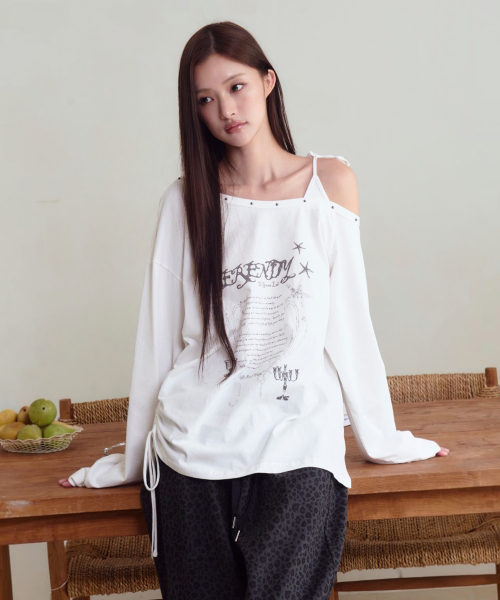 THE GREEN LAB（ザグリーンラボ）の「スタッズワンショルダー ストリングロングスリーブ [ホワイト]（Tシャツ/カットソー・レディース・その他・FREE）」の10枚目の写真