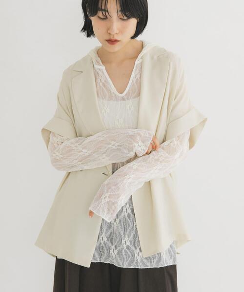 KBF(ケイビーエフ)の「フーディーレーストップス(Tシャツ/カットソー・レディース・アイボリー/ブラック・ONE)」の2枚目の写真