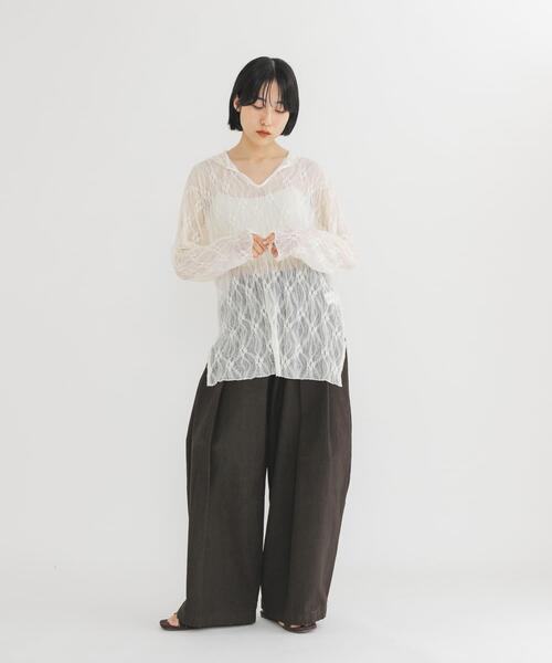 KBF(ケイビーエフ)の「フーディーレーストップス(Tシャツ/カットソー・レディース・アイボリー/ブラック・ONE)」の9枚目の写真