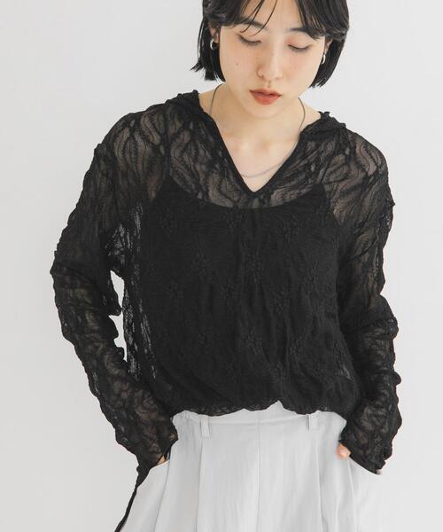 KBF(ケイビーエフ)の「フーディーレーストップス(Tシャツ/カットソー・レディース・アイボリー/ブラック・ONE)」の12枚目の写真