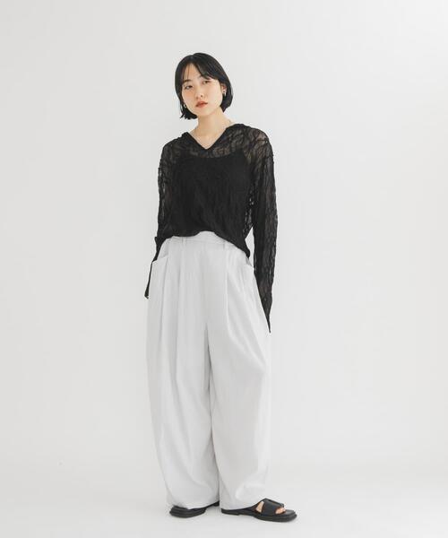 KBF(ケイビーエフ)の「フーディーレーストップス(Tシャツ/カットソー・レディース・アイボリー/ブラック・ONE)」の16枚目の写真