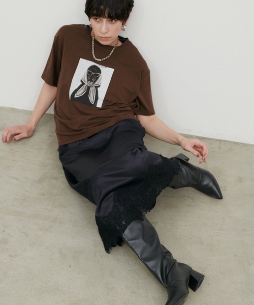 LARUTA(ラルータ)の「【LARUTA】レースツイルサテンキャミワンピース(ワンピース・レディース・オフホワイト/ブラウン/ネイビー・FREE)」の9枚目の写真