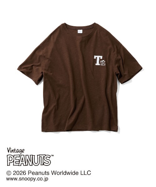THREE FIFTY STANDARD（スリーフィフティースタンダード）の「ＰＥＡＮＵＴＳ〈スヌーピー＆フレンズ〉　リネンブレンドのプリントＴシャツ（Tシャツ/カットソー・レディース・ピンク系その他/ブルー系その他/ブラウン系その他・M/LL/L）」の2枚目の写真