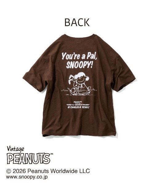 THREE FIFTY STANDARD（スリーフィフティースタンダード）の「ＰＥＡＮＵＴＳ〈スヌーピー＆フレンズ〉　リネンブレンドのプリントＴシャツ（Tシャツ/カットソー・レディース・ピンク系その他/ブルー系その他/ブラウン系その他・M/LL/L）」の9枚目の写真