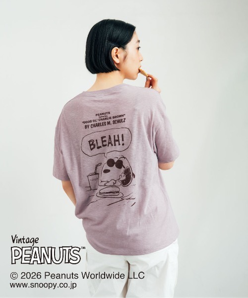 THREE FIFTY STANDARD（スリーフィフティースタンダード）の「ＰＥＡＮＵＴＳ〈スヌーピー＆フレンズ〉　リネンブレンドのプリントＴシャツ（Tシャツ/カットソー・レディース・ピンク系その他/ブルー系その他/ブラウン系その他・M/LL/L）」の14枚目の写真