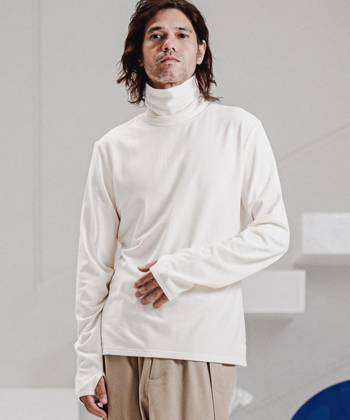 CAMBIO(カンビオ)の「mlt5765- 指ぬき付きタートルネックカットソー(CMB-R0246)(Tシャツ/カットソー・メンズ・オフホワイト/グレー/ブラック・S/M/L)」の2枚目の写真