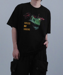 JUSTHANG（ジャストハング）の「カエル&ビッグロゴ (Bi-Balance) ブラック オーバーサイズ 半袖（Tシャツ/カットソー）」