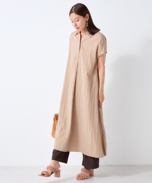 GALLORIA（ギャローリア）の「ドビーストライプスキッパーワンピース（ワンピース・レディース・ベージュ/ネイビー・S/M/LL/L）」の2枚目の写真
