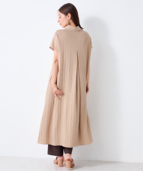 GALLORIA（ギャローリア）の「ドビーストライプスキッパーワンピース（ワンピース・レディース・ベージュ/ネイビー・S/M/LL/L）」の5枚目の写真