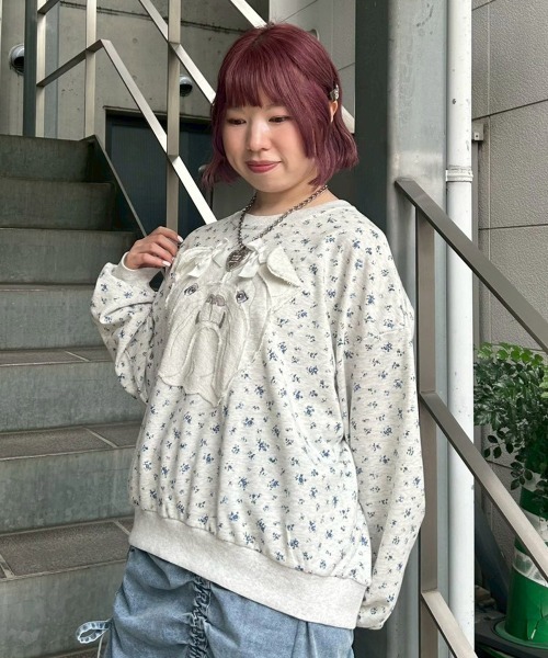 Candy Stripper(キャンディストリッパー)の「OMEKASHI BULLDOG スウェット(スウェット・レディース・ヘザーグレー/ライトグレー/ブラック・FREE)」の19枚目の写真