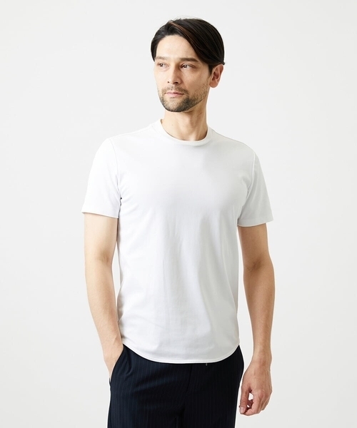 MICHEL KLEIN HOMME (ミッシェルクランオム)の「ドライクルーネック半袖カットソー(Tシャツ/カットソー・メンズ・ホワイト/ブラック・MEDIUM/LARGE/X-LARGE)」の1枚目の写真