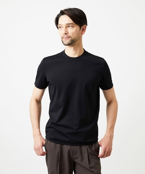 MICHEL KLEIN HOMME (ミッシェルクランオム)の「ドライクルーネック半袖カットソー(Tシャツ/カットソー・メンズ・ホワイト/ブラック・MEDIUM/LARGE/X-LARGE)」の2枚目の写真