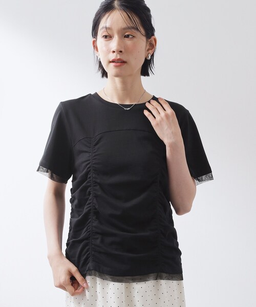 THE SHOP TK (ザ ショップ ティーケー )の「【ひんやり】シャーリングデザインカットソー(Tシャツ/カットソー・レディース・オフホワイト/ブラック/ダークブラウン・13/12)」の8枚目の写真