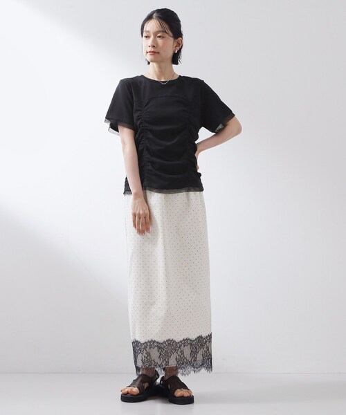 THE SHOP TK (ザ ショップ ティーケー )の「【ひんやり】シャーリングデザインカットソー(Tシャツ/カットソー・レディース・オフホワイト/ブラック/ダークブラウン・13/12)」の10枚目の写真