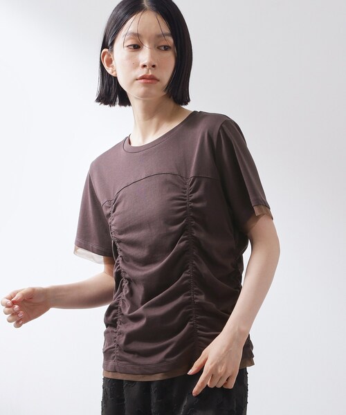 THE SHOP TK (ザ ショップ ティーケー )の「【ひんやり】シャーリングデザインカットソー(Tシャツ/カットソー・レディース・オフホワイト/ブラック/ダークブラウン・13/12)」の13枚目の写真