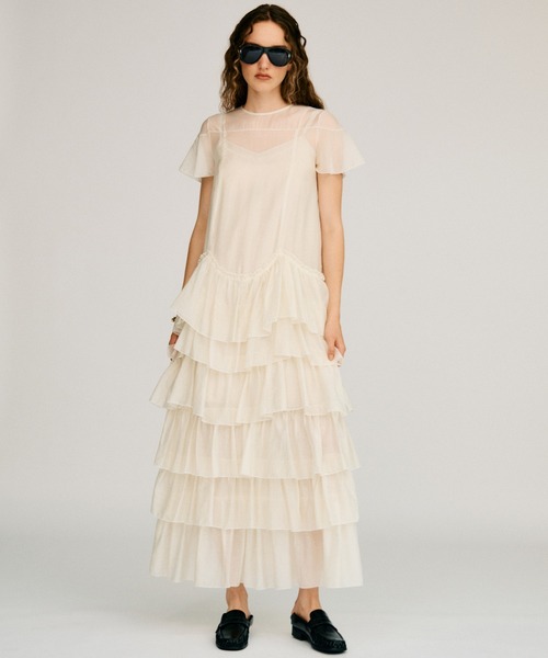 PRANK PROJECT(プランクプロジェクト)の「【2026Autumn Pre-Order】シアーティアードドレス / Sheer Tiered Dress(ワンピース・レディース・ブラック/ホワイト・38/36)」の8枚目の写真