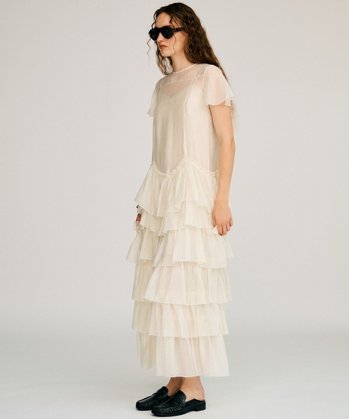 PRANK PROJECT(プランクプロジェクト)の「【2026Autumn Pre-Order】シアーティアードドレス / Sheer Tiered Dress(ワンピース・レディース・ブラック/ホワイト・38/36)」の9枚目の写真