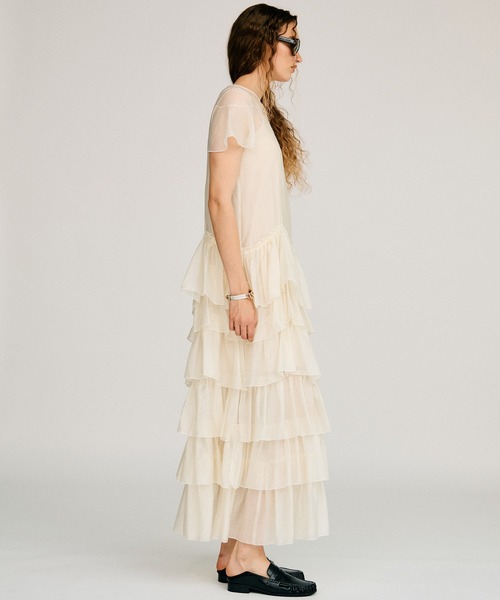 PRANK PROJECT(プランクプロジェクト)の「【2026Autumn Pre-Order】シアーティアードドレス / Sheer Tiered Dress(ワンピース・レディース・ブラック/ホワイト・38/36)」の11枚目の写真