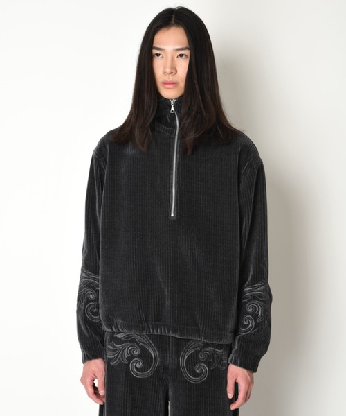 SUPERTHANKS（スーパーサンクス）の「＜オリジナル刺繍＞ストレッチコーデュロイハーフジップフーディStretch corduroy Half zip hoodie（パーカー・メンズ・ブラック/チャコールグレー・L/M/S）」の9枚目の写真