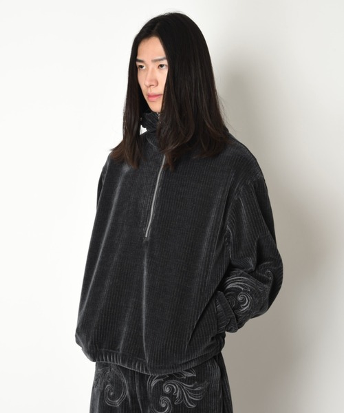 SUPERTHANKS（スーパーサンクス）の「＜オリジナル刺繍＞ストレッチコーデュロイハーフジップフーディStretch corduroy Half zip hoodie（パーカー・メンズ・ブラック/チャコールグレー・L/M/S）」の11枚目の写真