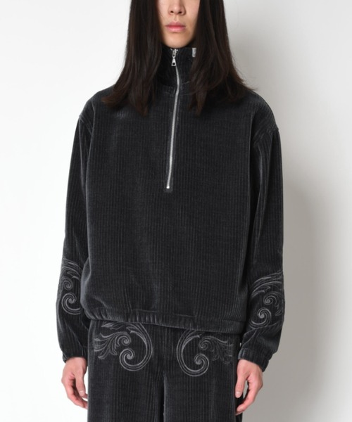 SUPERTHANKS（スーパーサンクス）の「＜オリジナル刺繍＞ストレッチコーデュロイハーフジップフーディStretch corduroy Half zip hoodie（パーカー・メンズ・ブラック/チャコールグレー・L/M/S）」の12枚目の写真