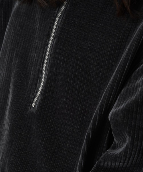 SUPERTHANKS（スーパーサンクス）の「＜オリジナル刺繍＞ストレッチコーデュロイハーフジップフーディStretch corduroy Half zip hoodie（パーカー・メンズ・ブラック/チャコールグレー・L/M/S）」の7枚目の写真
