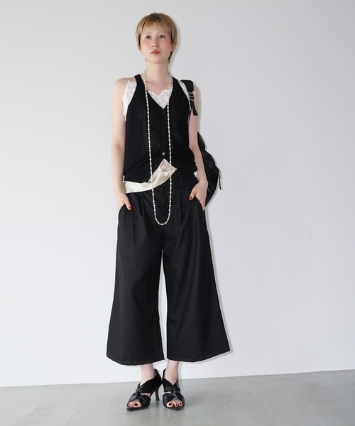 chuclla（チュクラ）の「フロントボタン クロップドワイドパンツ chw26a076（その他パンツ・レディース・ブラック・L/M/S）」の3枚目の写真