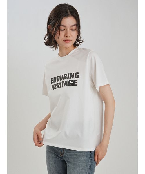 Mila Owen(ミラオーウェン)の「二段ロゴグラフィックTシャツ(Tシャツ/カットソー・レディース・ボルドー/ライトブルー/ホワイト・F)」の2枚目の写真