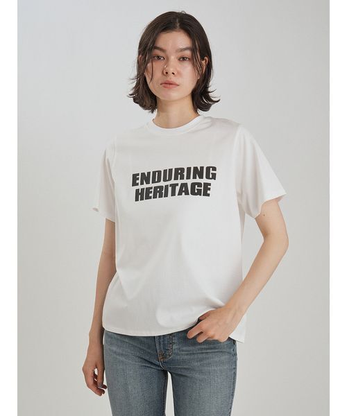 Mila Owen(ミラオーウェン)の「二段ロゴグラフィックTシャツ(Tシャツ/カットソー・レディース・ボルドー/ライトブルー/ホワイト・F)」の5枚目の写真