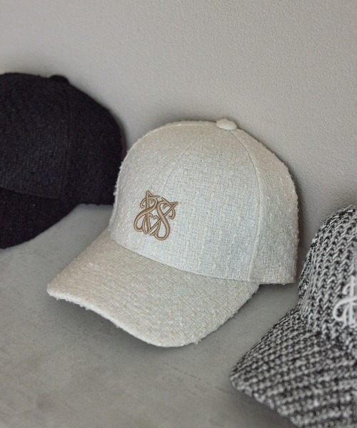 VIS(ビス)の「ツイードロゴ刺繍キャップ(キャップ・レディース・ホワイト系その他5/その他/ブラック・FREE)」の2枚目の写真