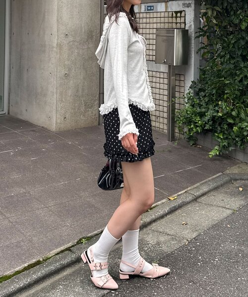 CIAOPANIC(チャオパニック)の「フリルレーストリムフードリブトップス(Tシャツ/カットソー・レディース・ブルー/カーキ/オフホワイト/グレー・ONE SIZE)」の5枚目の写真
