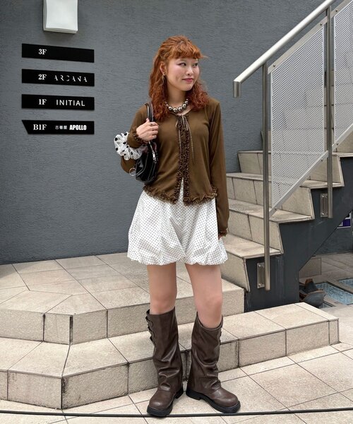 CIAOPANIC(チャオパニック)の「フリルレーストリムフードリブトップス(Tシャツ/カットソー・レディース・ブルー/カーキ/オフホワイト/グレー・ONE SIZE)」の22枚目の写真