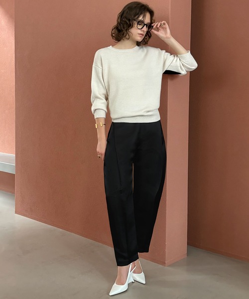 ELFRANK(エルフランク)の「【2026AW】【S~Lサイズ展開】サイドボックスプリーツカーブパンツ 洗える(その他パンツ・レディース・オフホワイト/ブラック・S/M/L)」の3枚目の写真