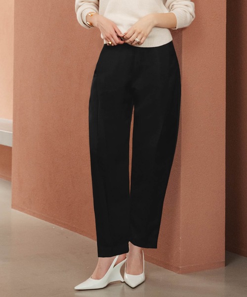 ELFRANK(エルフランク)の「【2026AW】【S~Lサイズ展開】サイドボックスプリーツカーブパンツ 洗える(その他パンツ・レディース・オフホワイト/ブラック・S/M/L)」の6枚目の写真