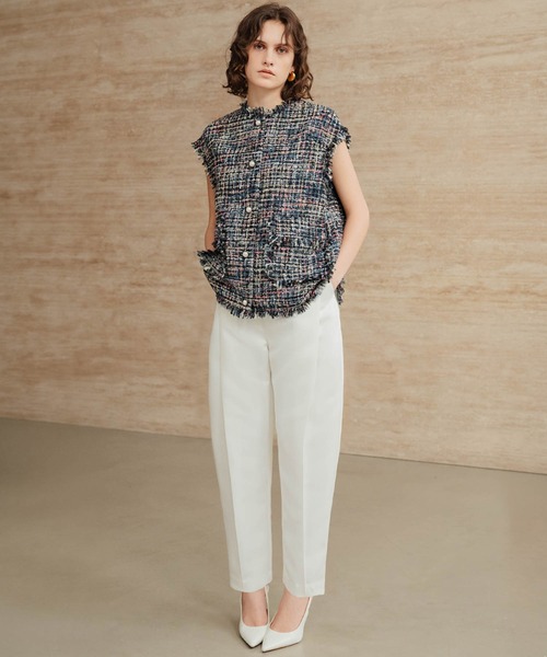 ELFRANK(エルフランク)の「【2026AW】【S~Lサイズ展開】サイドボックスプリーツカーブパンツ 洗える(その他パンツ・レディース・オフホワイト/ブラック・S/M/L)」の7枚目の写真