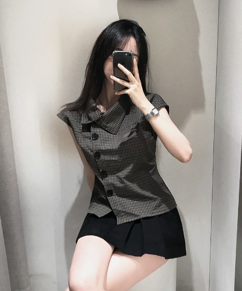FAVORITO(ファヴォリート)の「襟付きチェック柄ブラウス(シャツ/ブラウス・レディース・ブラウン・S/L/M)」の10枚目の写真