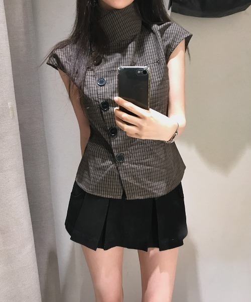 FAVORITO(ファヴォリート)の「襟付きチェック柄ブラウス(シャツ/ブラウス・レディース・ブラウン・S/L/M)」の7枚目の写真