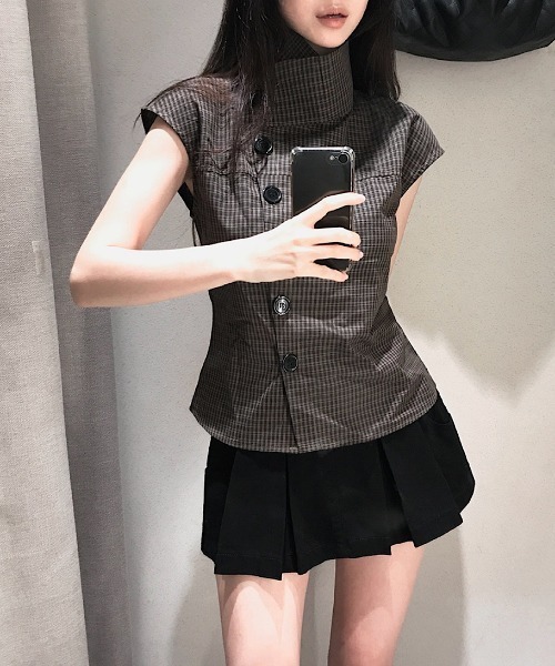 FAVORITO(ファヴォリート)の「襟付きチェック柄ブラウス(シャツ/ブラウス・レディース・ブラウン・S/L/M)」の9枚目の写真