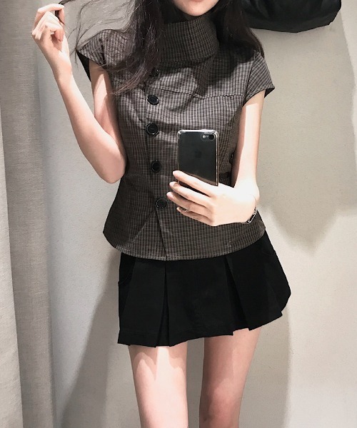 FAVORITO(ファヴォリート)の「襟付きチェック柄ブラウス(シャツ/ブラウス・レディース・ブラウン・S/L/M)」の8枚目の写真