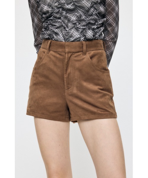MOUSSY(マウジー)の「【セットアップ対応】F/SUEDE MIDRISE ショーツ(その他パンツ・レディース・ベージュ/チャコールグレー・2/1)」の2枚目の写真