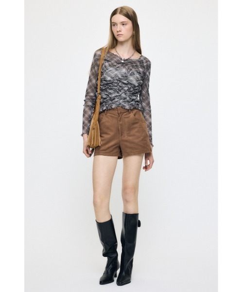 MOUSSY(マウジー)の「【セットアップ対応】F/SUEDE MIDRISE ショーツ(その他パンツ・レディース・ベージュ/チャコールグレー・2/1)」の5枚目の写真