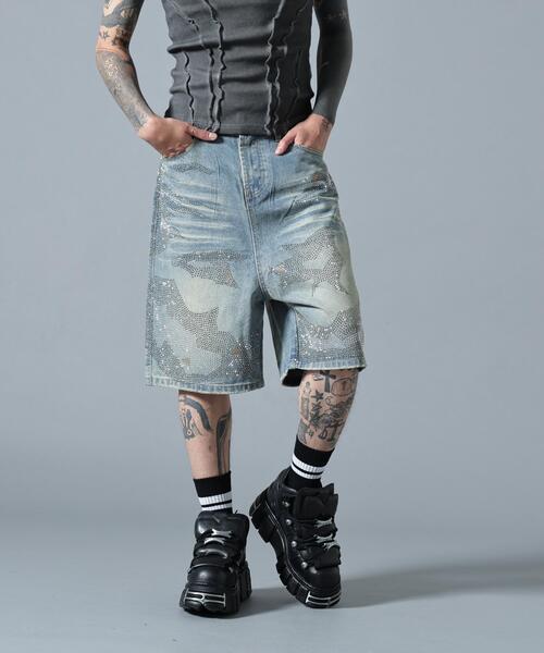 L.H.P(エルエイチピー)の「MAVYTH/メヴィス/VOLTAGE GLITTER DENIM SHORTS(デニムパンツ・メンズ・その他4/ブラック・L/M)」の2枚目の写真