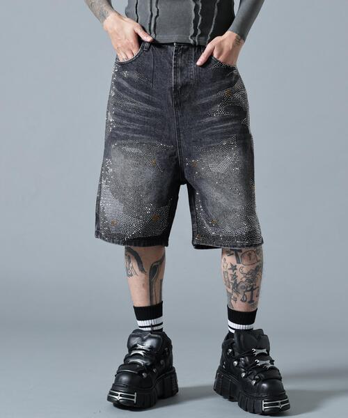 L.H.P(エルエイチピー)の「MAVYTH/メヴィス/VOLTAGE GLITTER DENIM SHORTS(デニムパンツ・メンズ・その他4/ブラック・L/M)」の1枚目の写真