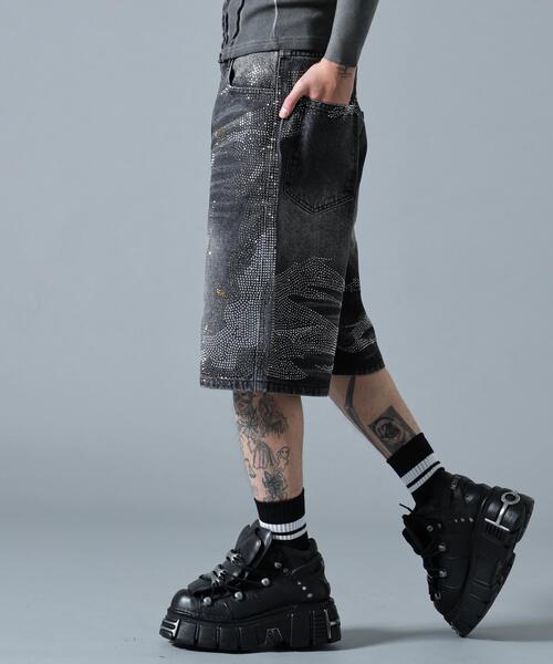 L.H.P(エルエイチピー)の「MAVYTH/メヴィス/VOLTAGE GLITTER DENIM SHORTS(デニムパンツ・メンズ・その他4/ブラック・L/M)」の4枚目の写真